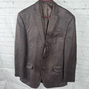 Michael Kors Dark Brown Faux Suede 2 Button Blazer Jacket Sport Coat Size 42L‎